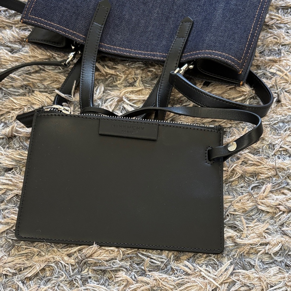 Givenchy Star Denim Leather Tote, Leather Handles, Removable Strap + Zip Pouch - Picture 3 of 15